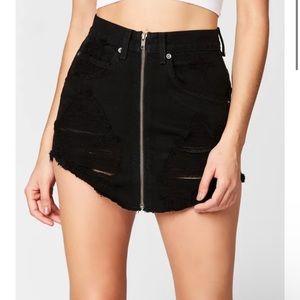 CARMAR White Denim Ripped Skirt